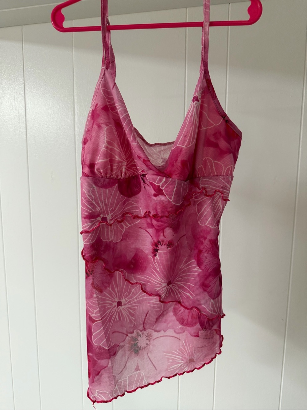 Pink Floral Mesh Slip shirt